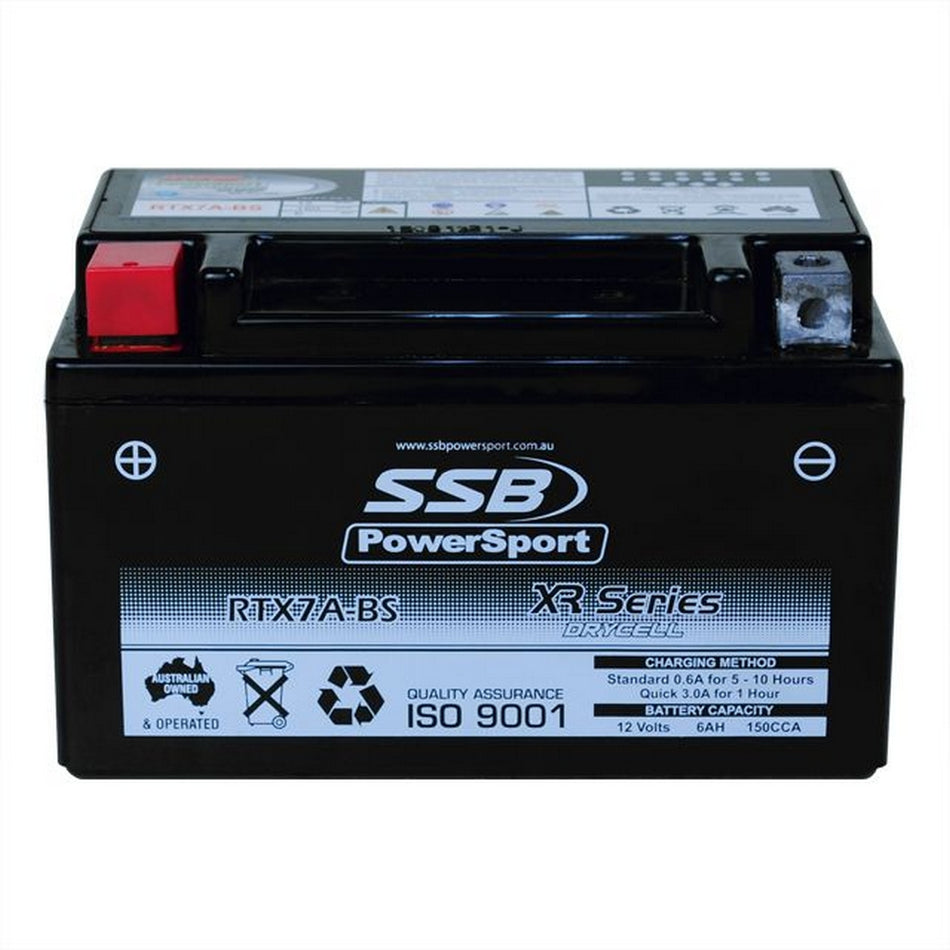 Motorcycle And Powersports Battery (Ytx7a-Bs) Agm 12v 6ah 150cca By Ssb High Performance