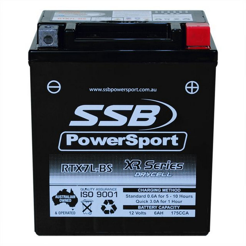 Motorcycle And Powersports Battery (Ytx7l-Bs) Agm 12v 6ah 175cca By Ssb High Performance