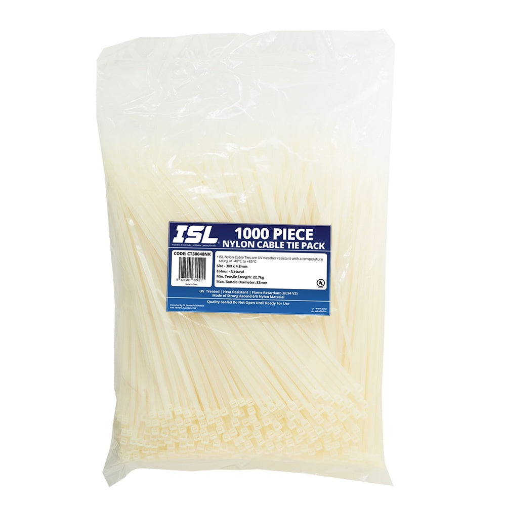 ISL 300 x 4.8mm Nylon Cable Tie - Nat. - 1000pk