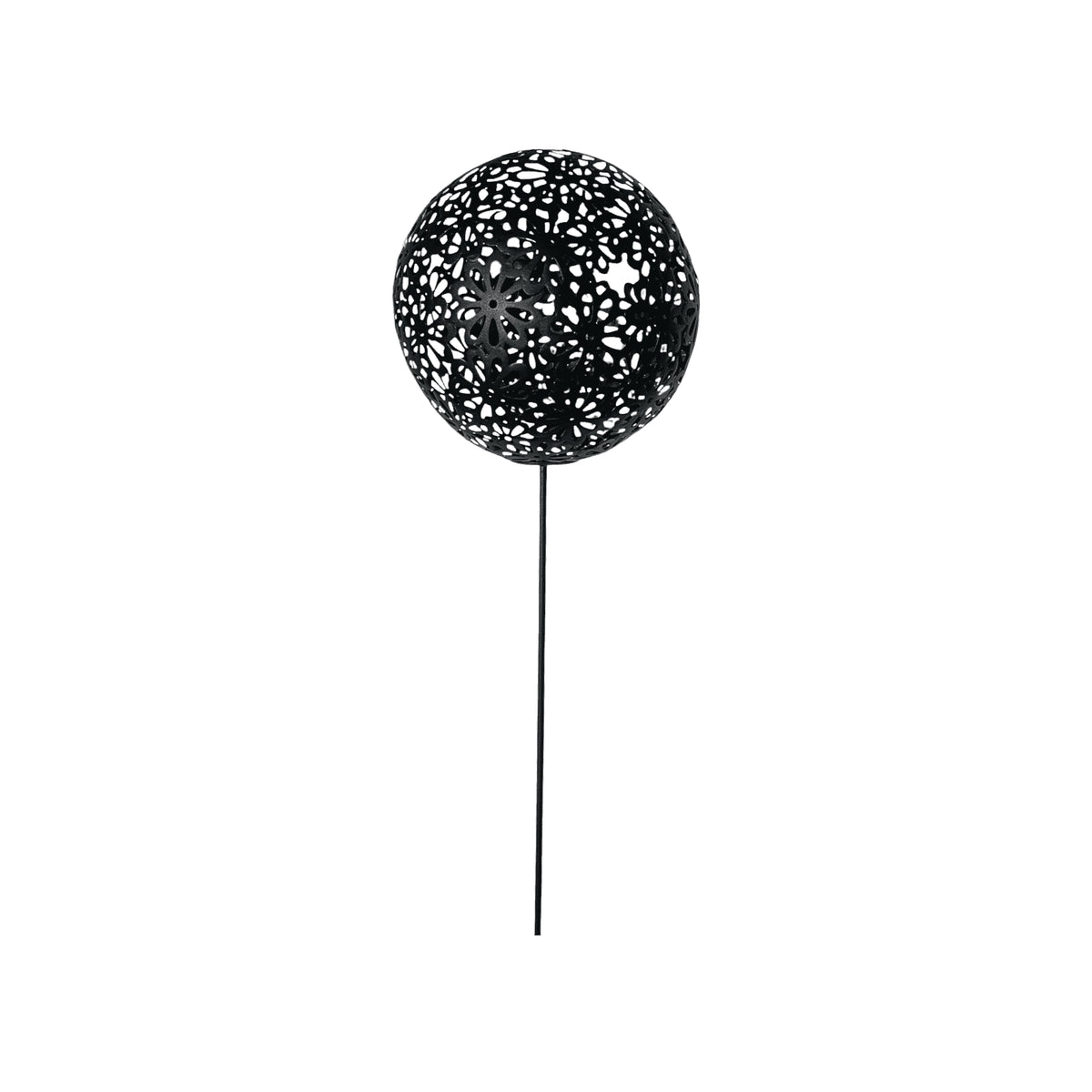 Omni Black Floral Sphere With Stake - Large (4 Per Set) | Hobeca