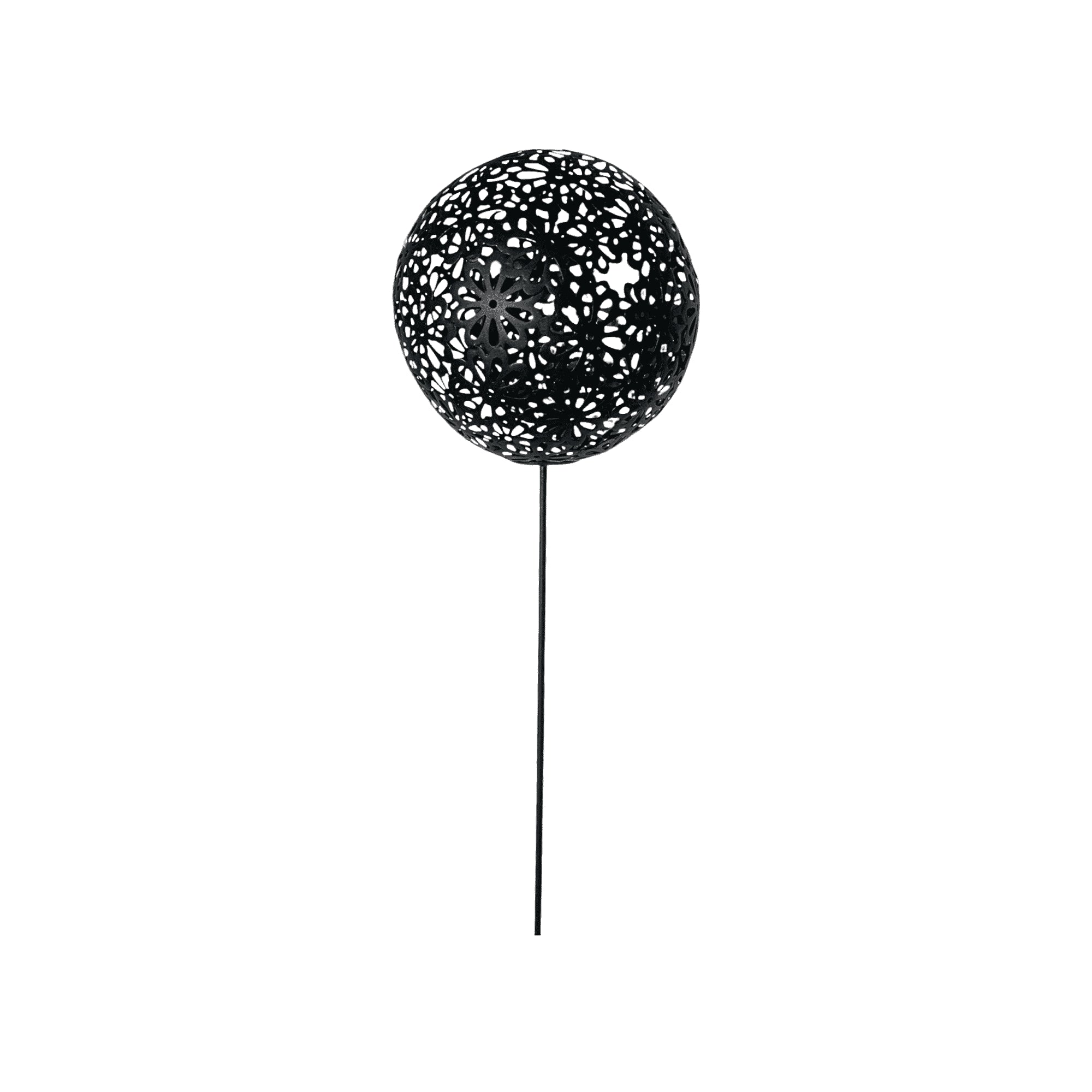 Omni Black Floral Sphere With Stake - Large (4 Per Set) | Hobeca