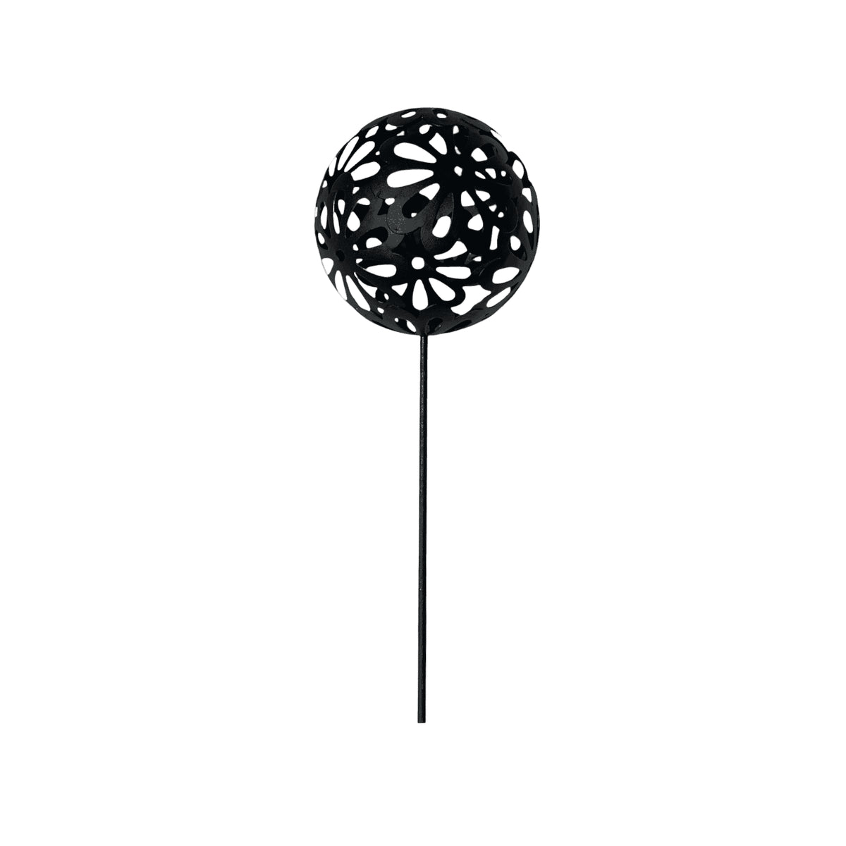 Omni Black Floral Sphere With Stake - Small (12 Per Set) | Hobeca