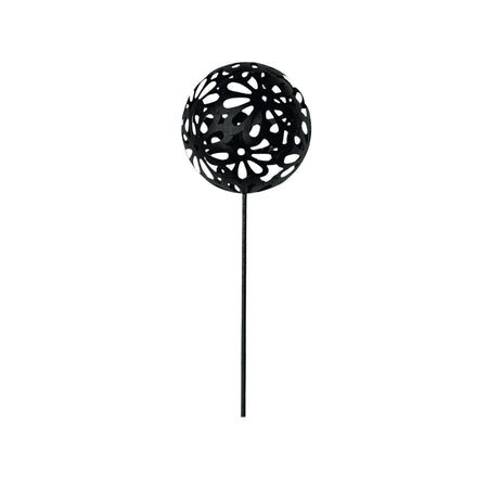 Omni Black Floral Sphere With Stake - Small (12 Per Set) | Hobeca