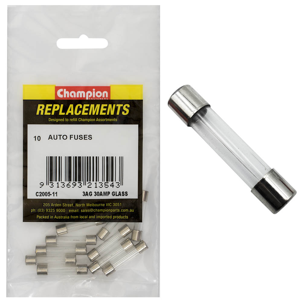 Champion 3Ag 30Amp Glass Fuse -10pk | ISL