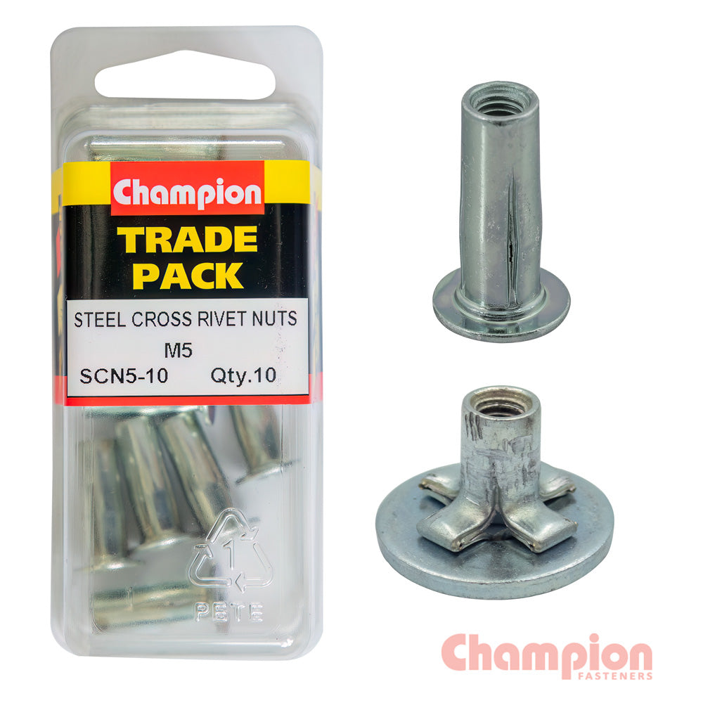Champion Steel Cross Rivet Nuts - M5 | ISL