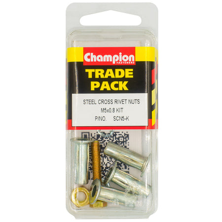Champion Steel Cross Rivet Nuts - M5 x 0.8mm - Kit - 4pk | ISL