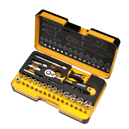 Felo 057 R-GO XL Ergonic Socket & Bit Set 1/4"Dr 36pc | Hobeca