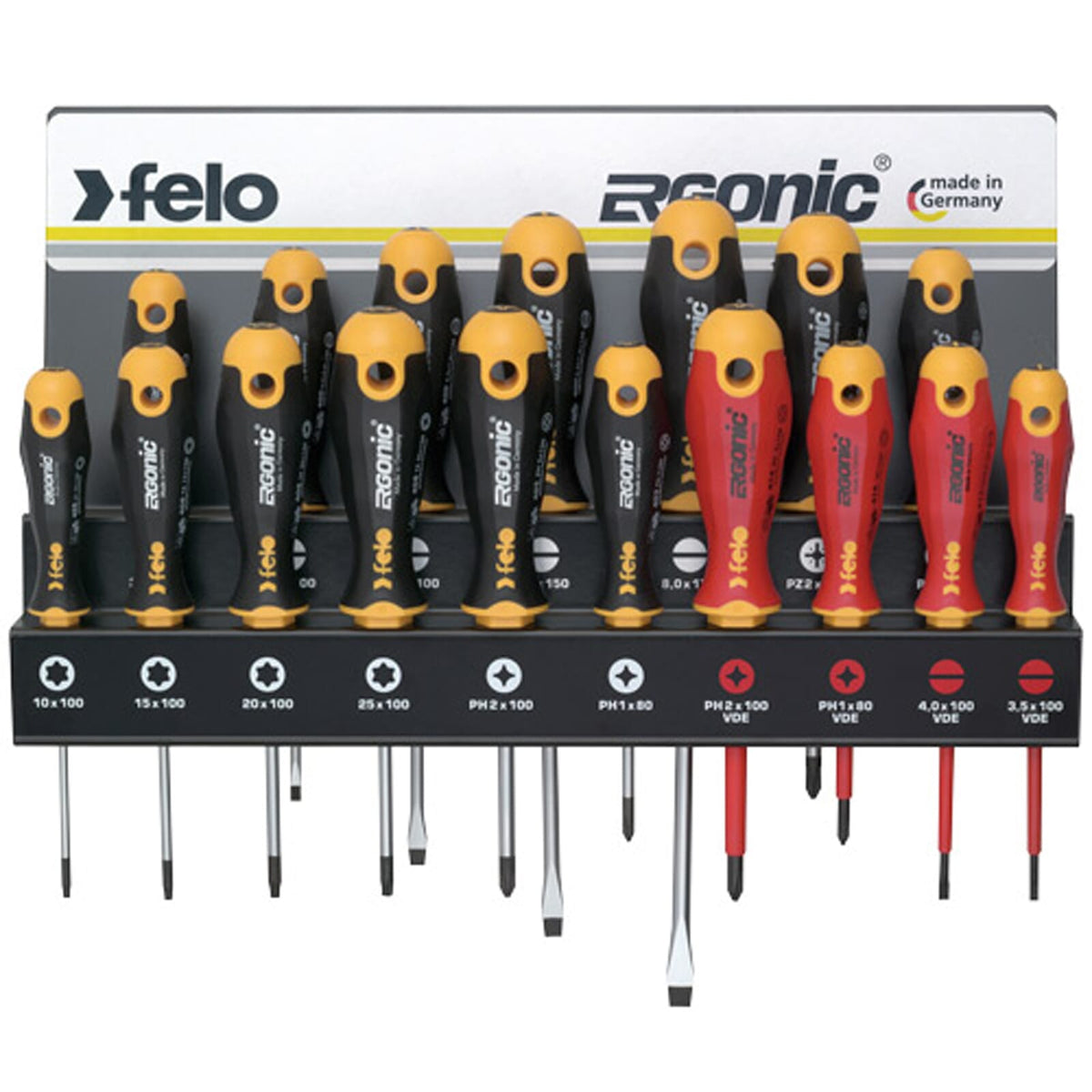Felo 400 Series Ergonic Screwdriver Set with Rack 18pc | Hobeca