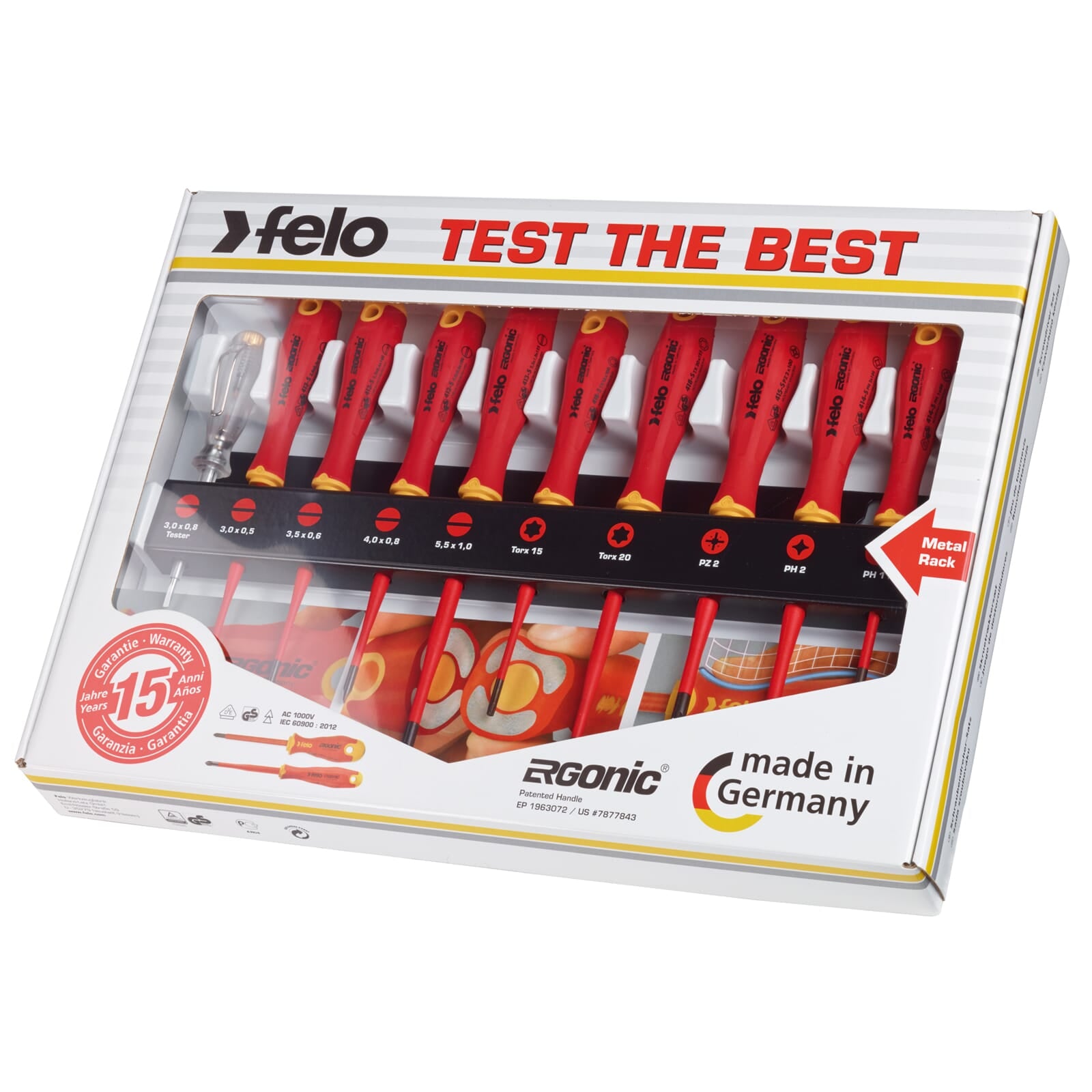 Felo E-Slim ergonomic screwdriver handles with anti-roll design