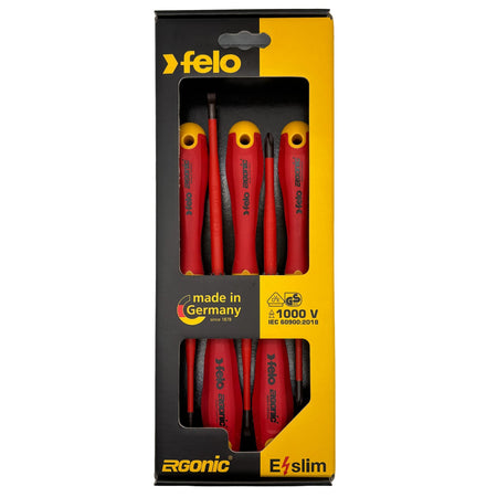 Felo 413 Series Ergonic E-slim Screwdriver Set 5pc Insulated Hardened Tip | Hobeca
