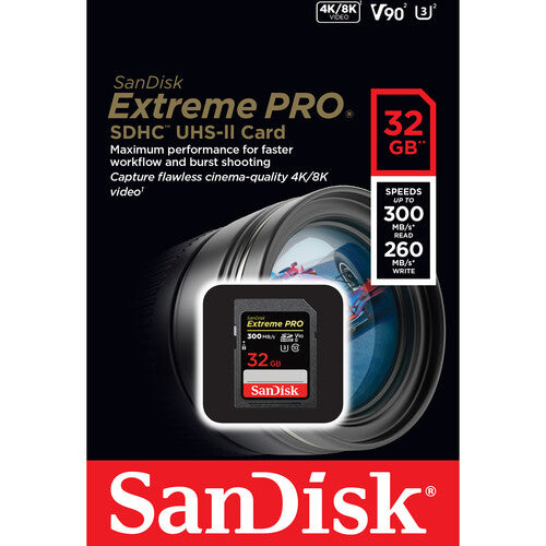 Sandisk Extreme Pro Sdhc 32gb Up To 300mb/S Sd Card Uhs-Ii V90 | Formula