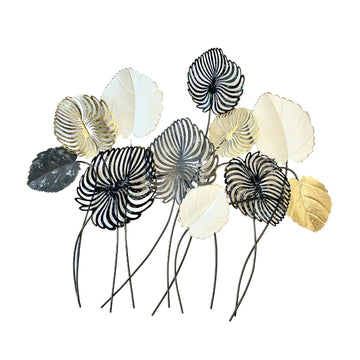 Omni black and gold leaf metal wall art, 118.7 cm high by 109.2 cm wide
