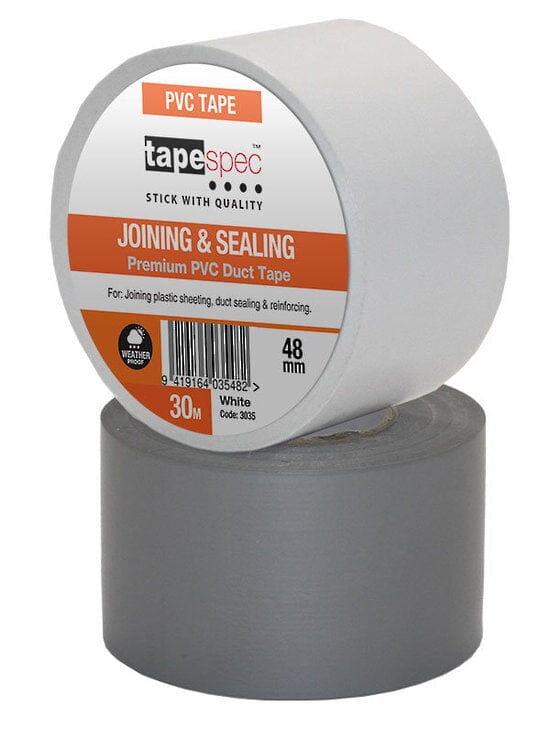 Tapespec Plastic PVC Building/Silage Tape - White 96mm x 30m