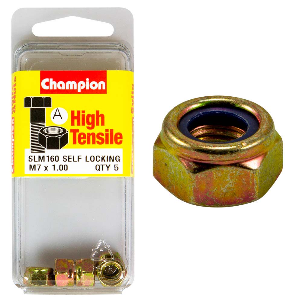 Champion M7 x 1.00 mm nyloc nut grade 8.8 zinc plated