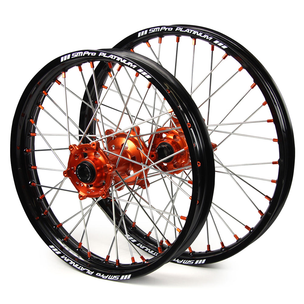 Wheel Set Smpro Front &Rear Orange Hub Black Rims 21 Front 19 Rear Ktm125 150 250sx 250 350 450sxf | Formula