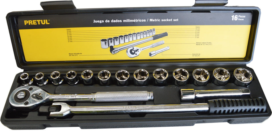 Pretul Socket Set 1/2"Drive - Metric 16-pce