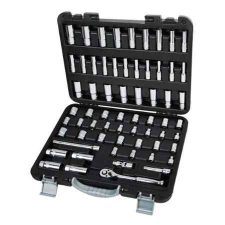 AmPro Socket Set 3/8" Dr 6-22mm & 1/4"-7/8" Metric/SAE 64pc (in Blowcase) | Hobeca