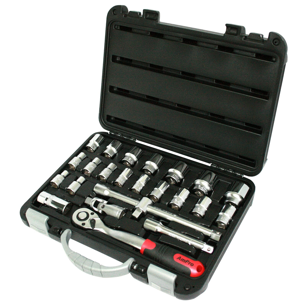 AmPro Socket Set 1/2" Dr 10-32mm 6pt 24pc (in Blowcase) | Hobeca