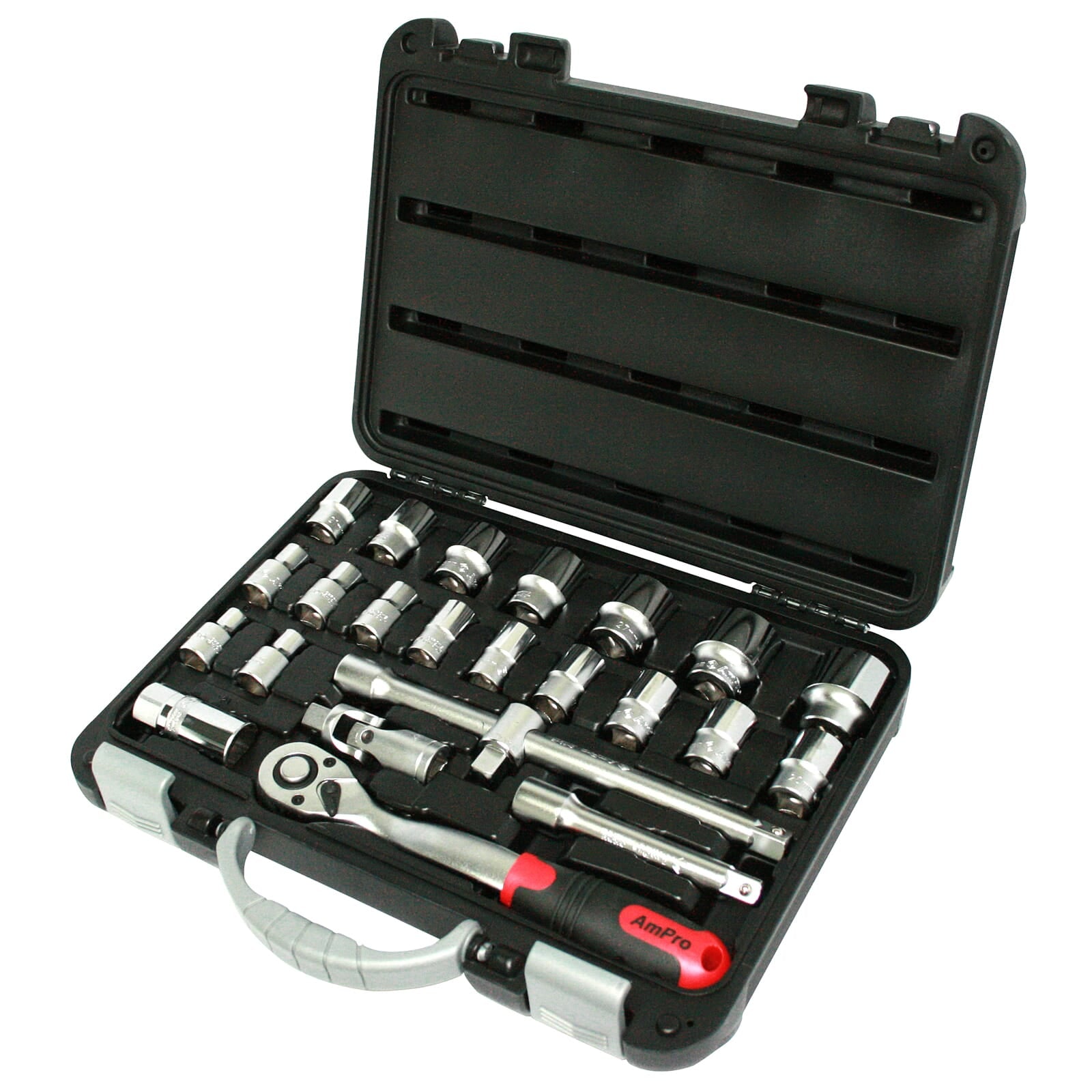 AmPro Socket Set 1/2" Dr 10-32mm 6pt 24pc (in Blowcase) | Hobeca