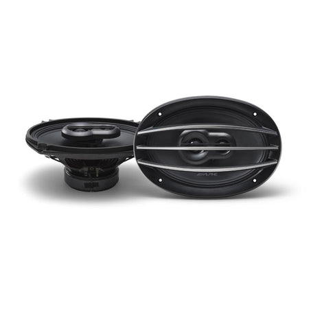 Alpine M Series 6x9 coaxial speaker pair with protective grilles