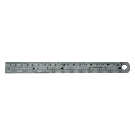 Teng 200mm steel rule with centimetre and inch scales and hanging hole