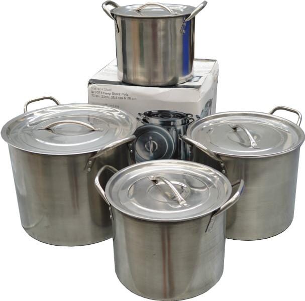 Xcel Stock Pot Set Stainless Steel 4-pce 200mm/230mm/255mm/280mm