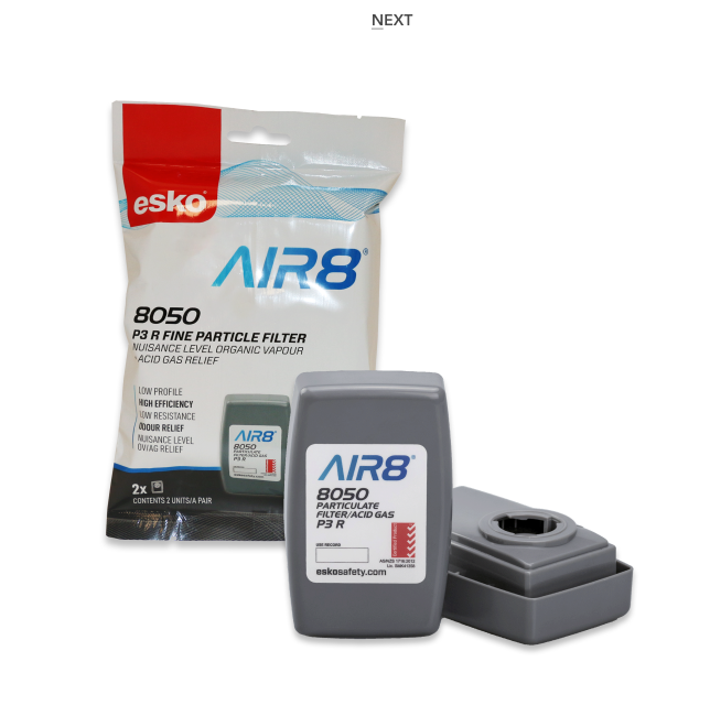 Esko - AIR8 P3 Asbestos Filters - for Twin Filter Respirator, Bag Hangsell Packaging