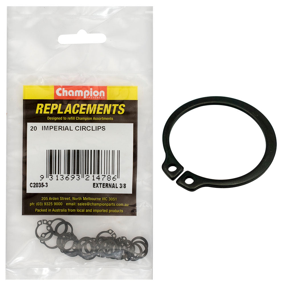 Champion 3/8in Imperial External Circlip -20pk | ISL