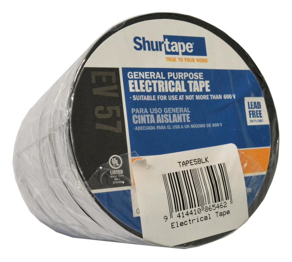 Shurtape Electrical Tape Black 19mm x 20m 5 PACK