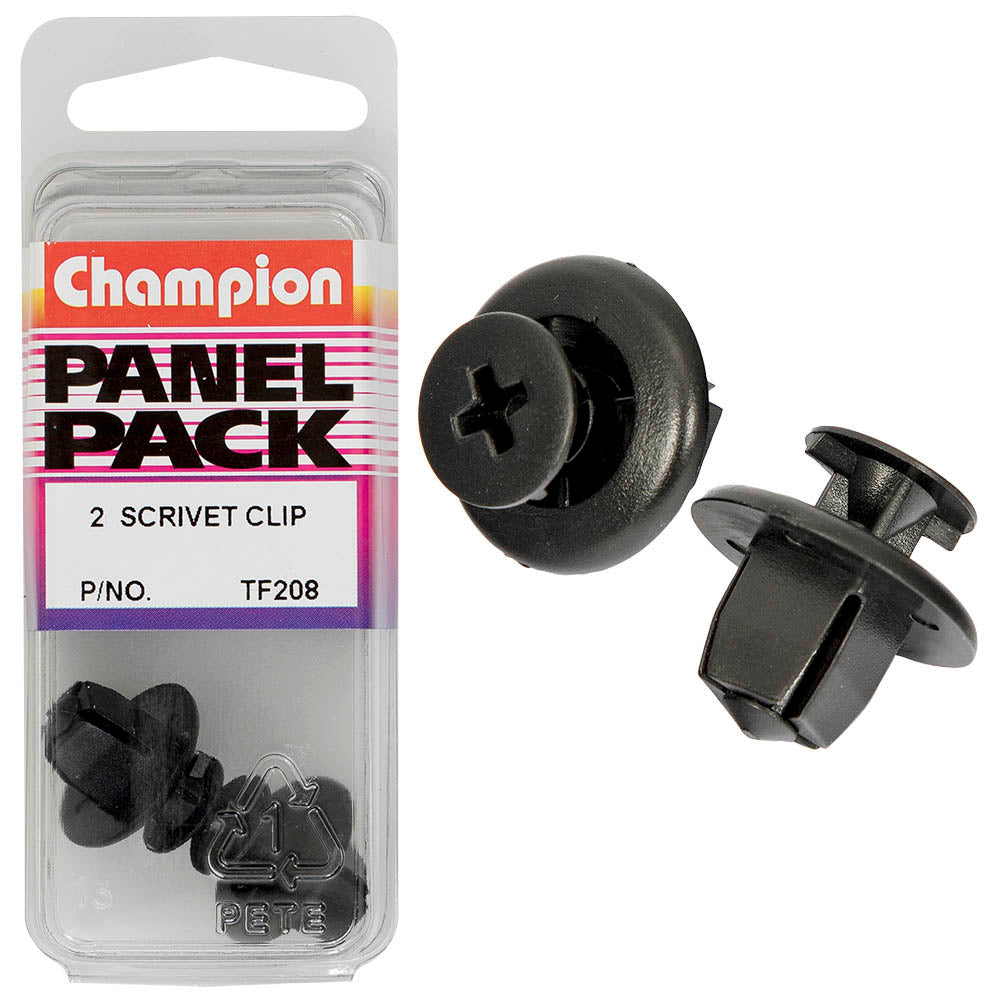 Champion Push Rivet Black 9mm(L)9mm(Hole)20mm(Square HD) 2pk | ISL