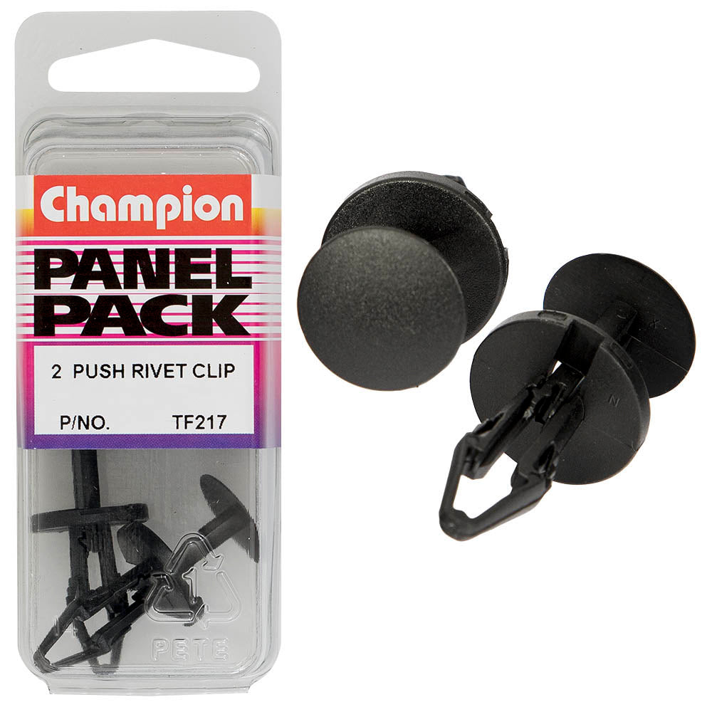 Champion Push Rivet Black 22mm(L) 6.5mm(Hole) 18mm(HD) 2pk | ISL