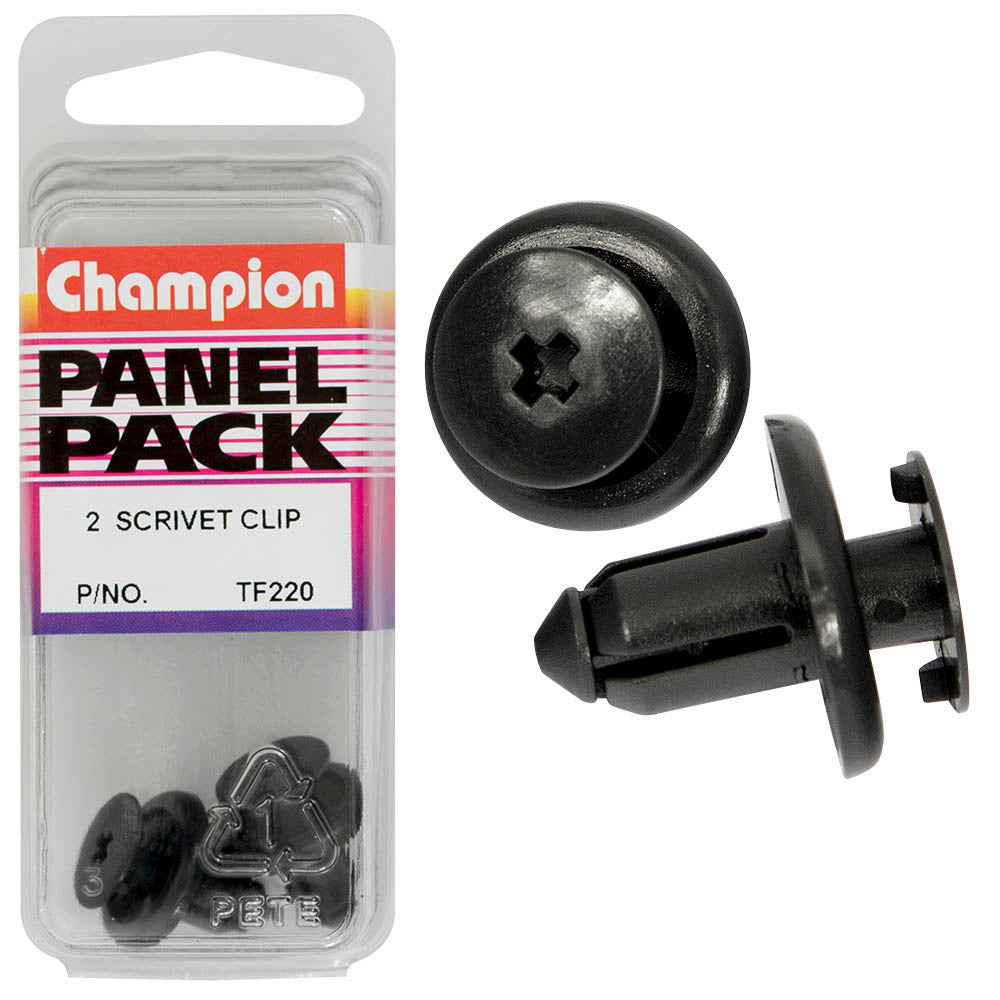 Champion Push Rivet Black 21mm(L) 18mm(HD) 2pk | ISL