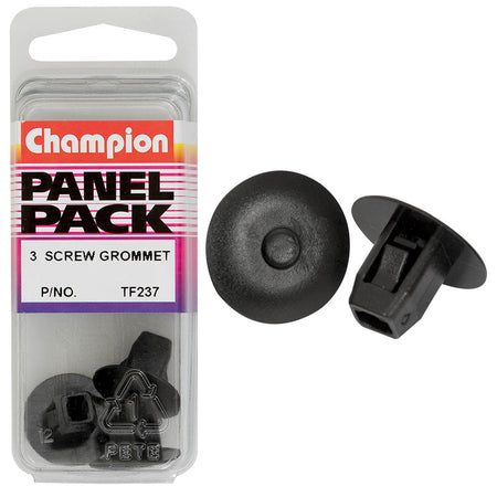 Champion Screw Grommet Black 12mm(L) 9mm(Hole) 20mm(HD) 3pk | ISL