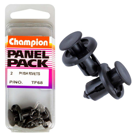 Champion Push Rivet Black 12mm(L) 9mm(Hole) 18mm(HD) 2pk | ISL