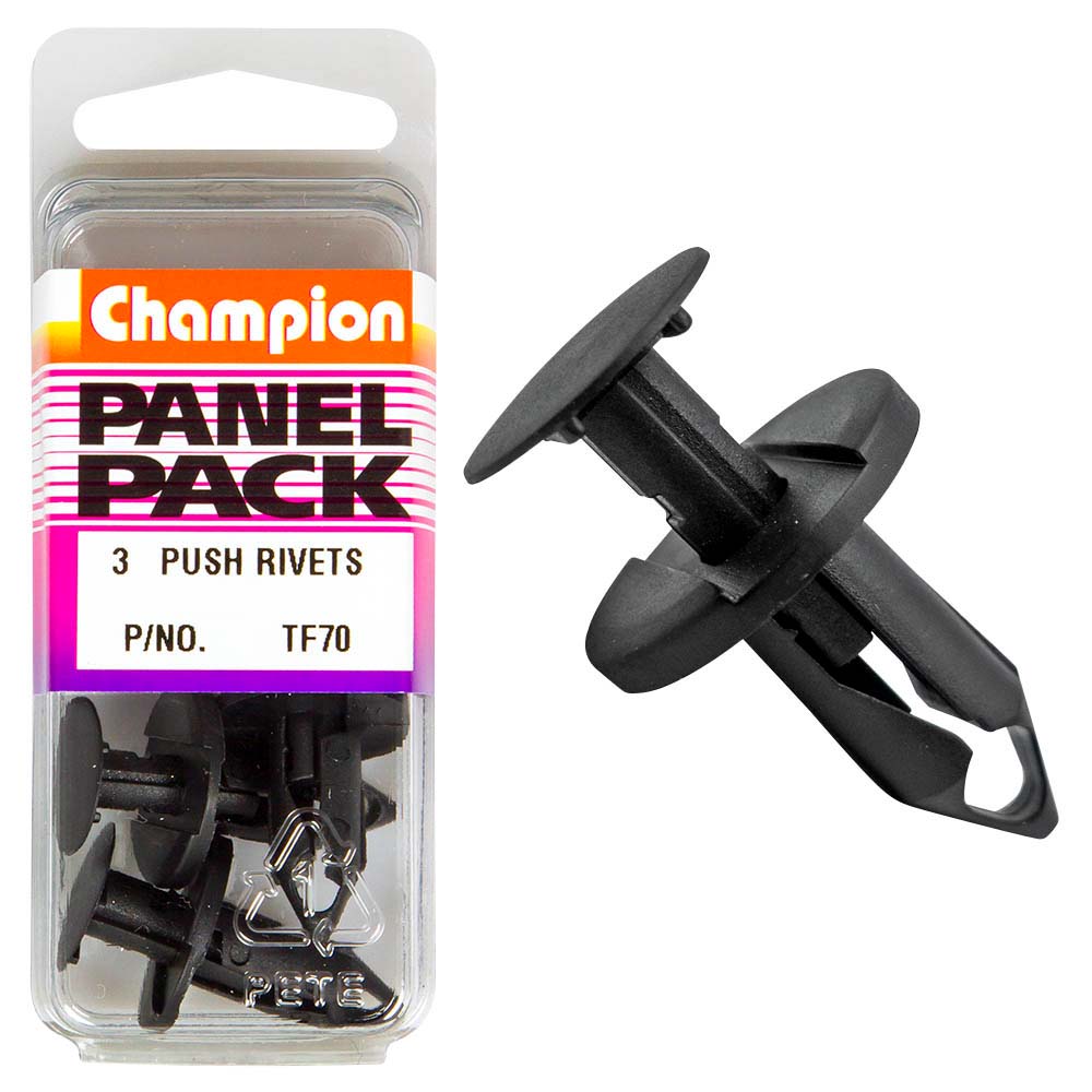 Champion Push Rivet Black 20mm(L) 8mm(Hole) 20mm(HD) 3pk | ISL