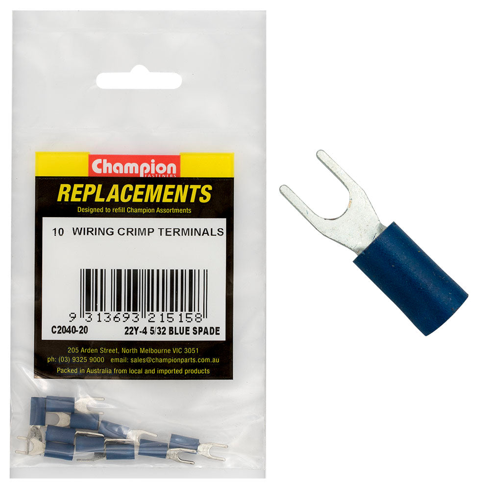 Champion 5/32in / 4mm Blue Spade Terminal -10pk | ISL