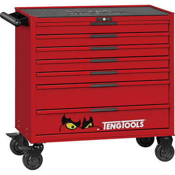 Teng 386pc 37-inch PRO35 red roller tool cabinet with seven drawers