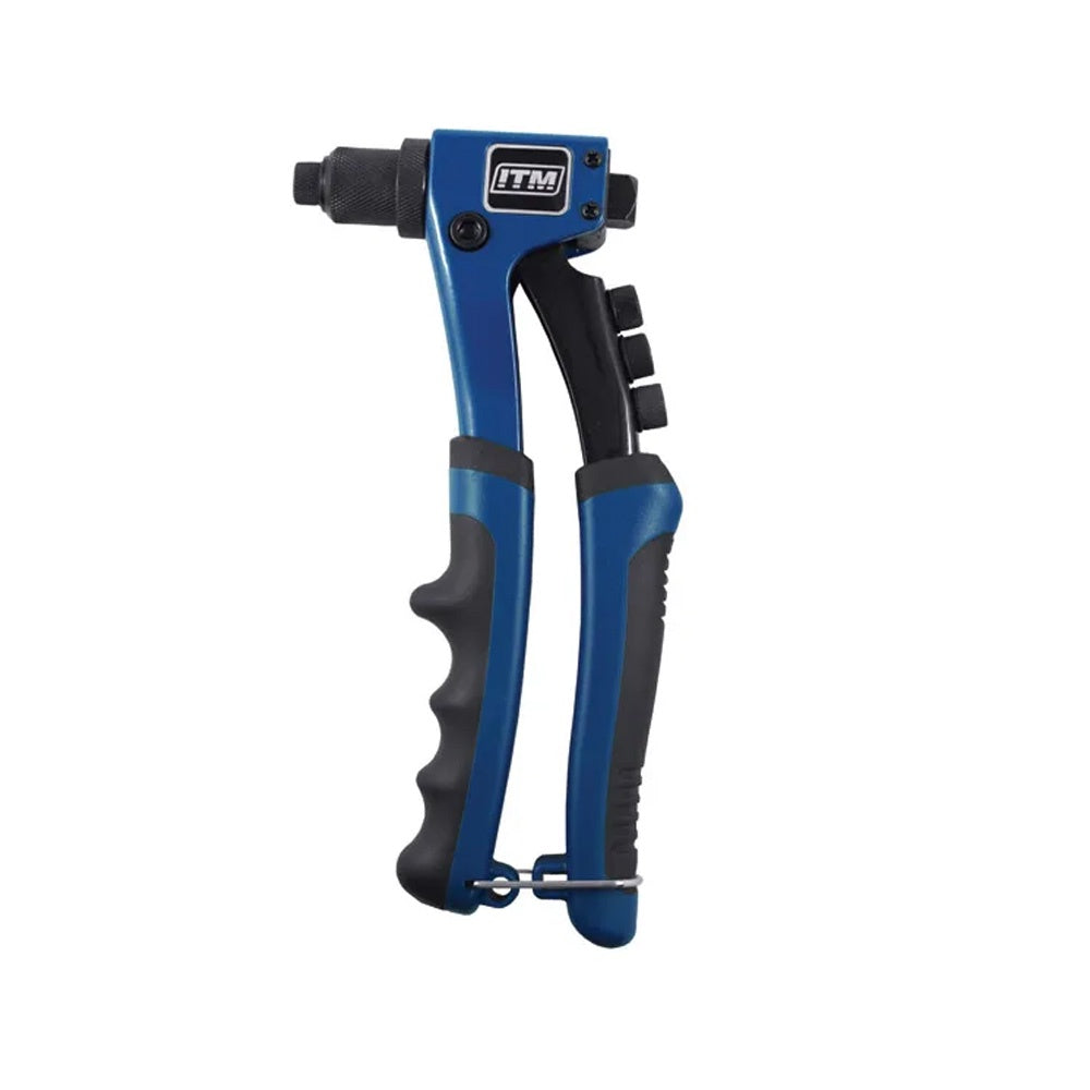 ITM hand riveter with spring-loaded handle and 4 nozzles