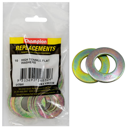 Champion 7/8in x 1-3/4in x 9G Ht Flat Steel Washer -10pk | ISL