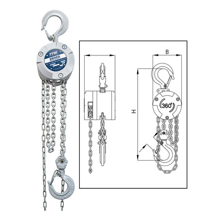 ITM Chain Block, Aluminium 360 Degree, 3M Lift - ISL_TM9026-00203