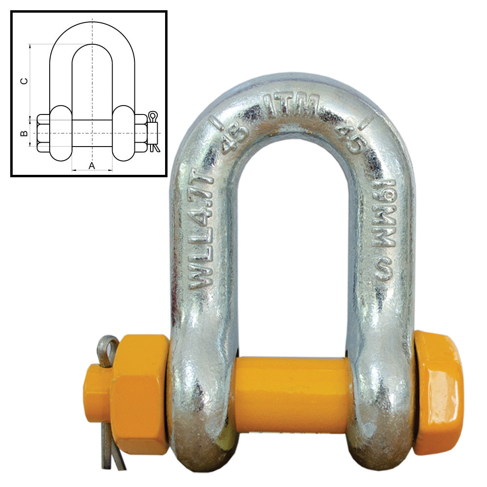 ITM Dee Shackle-Yellow Pin GS Safety Body - ISL_TM9202-02013