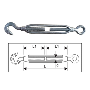 ITM Turnbuckle-Galvanised Commercial-Hook &