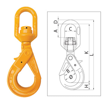ITM G80 eye swivel self-locking hook with ball bearing for 7–8 mm chain