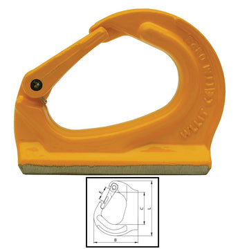 ITM G80 weld-on safety excavator hook 1 tonne with dimensions