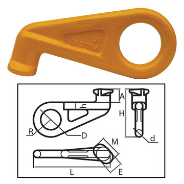ITM G80 eye container hook right 45 degree, heat-treated alloy steel