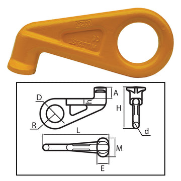 ITM G80 straight eye container hook, 12.5 tonne working load limit