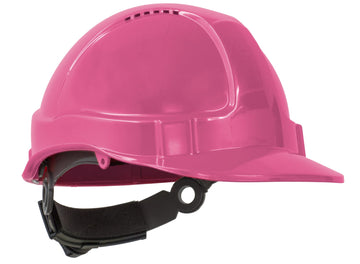 TUFF-NUT hard hat short peak vented pink with 6-point ratchet harness