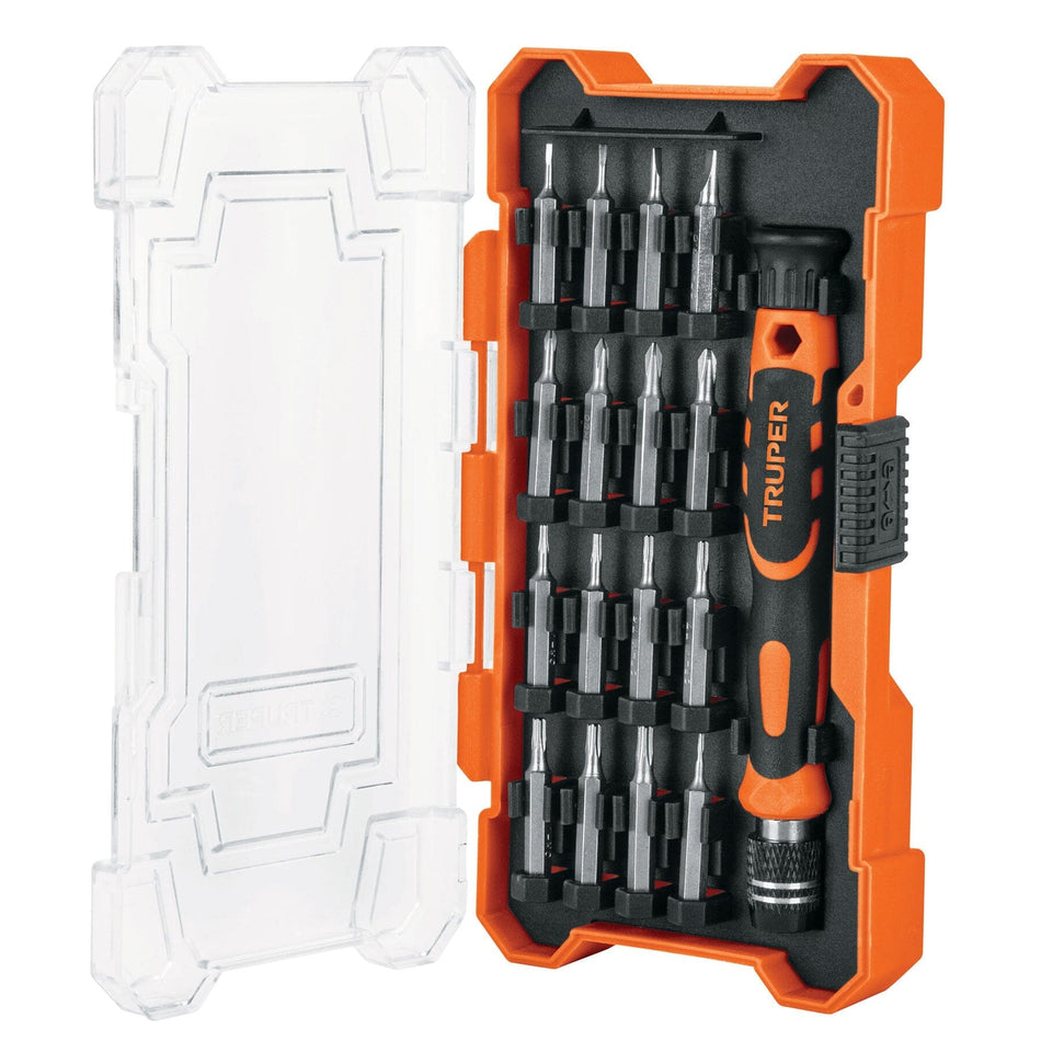 Truper Precision screwdriver with 16 interchangeable tips -