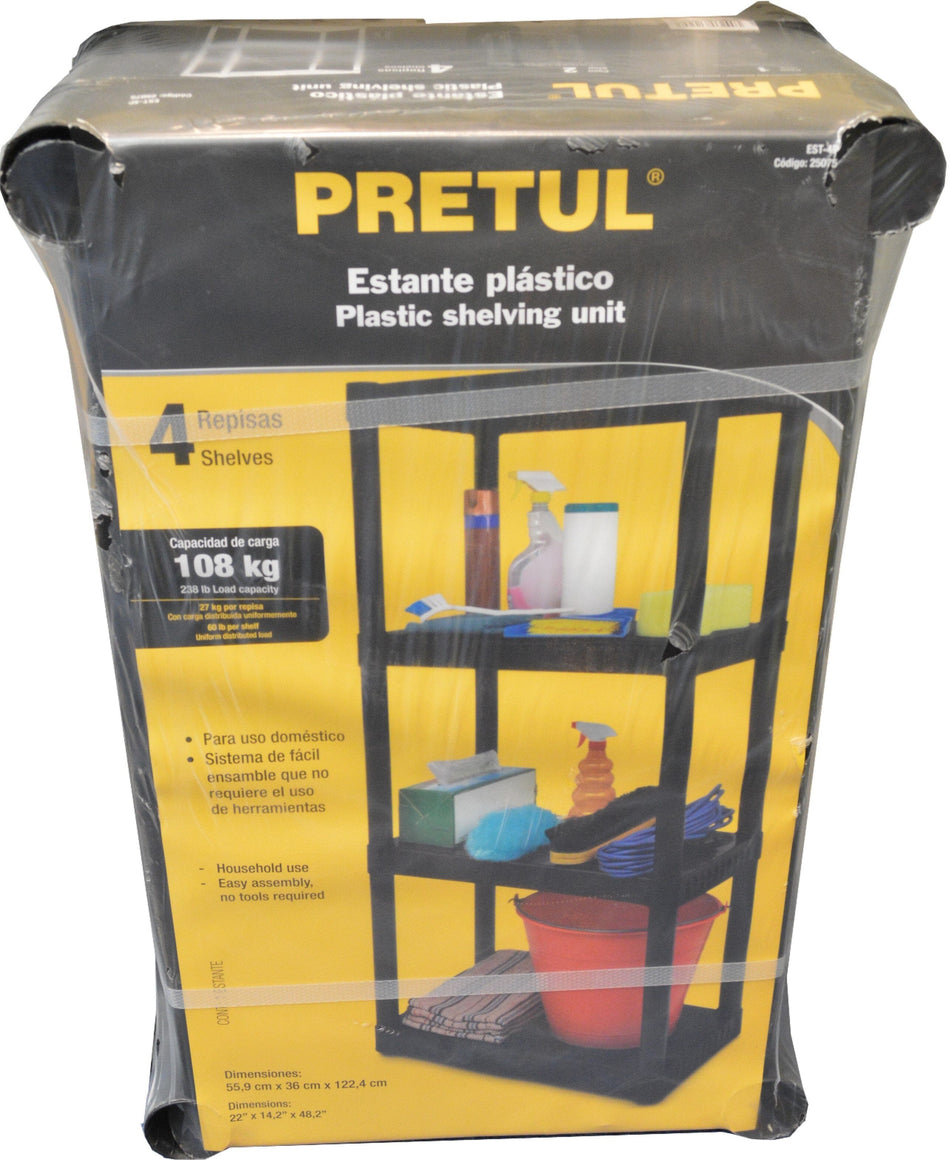 Pretul Plastic Storage Shelf 4-Level