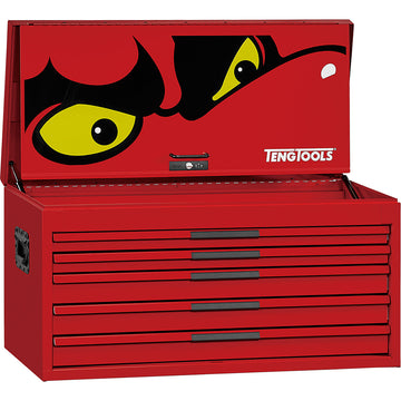 Teng Pro35 37in red tool chest with five drawers, front view